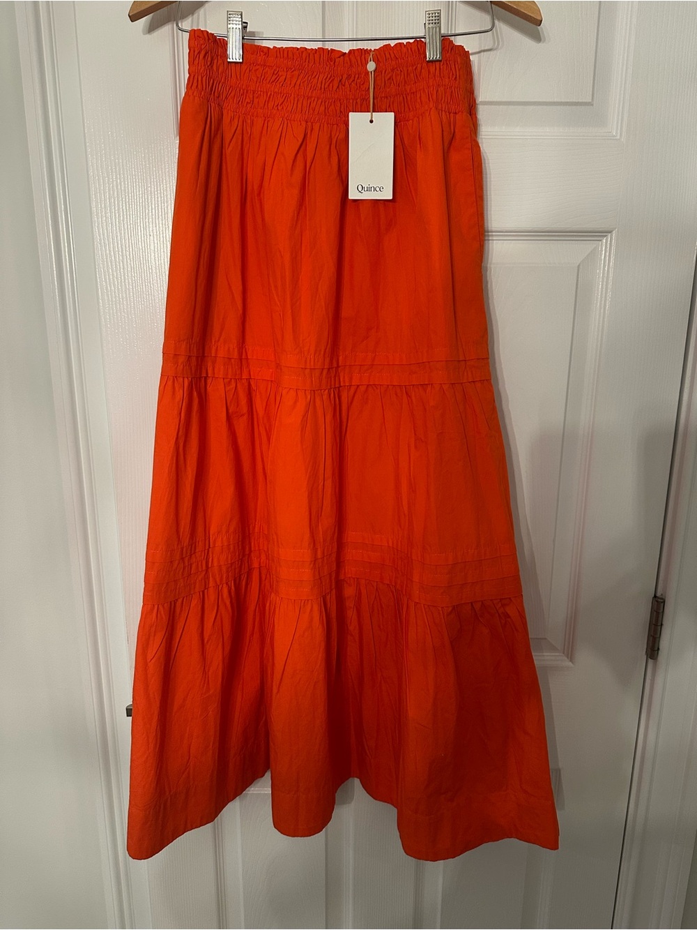 Quince Women's Bright Orange Tiered Maxi Skirt